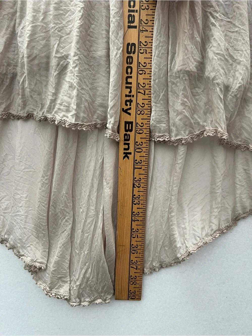 LAB Women’s L Taupe Silk Blend High Low Midi Skirt Boho Made in Italy